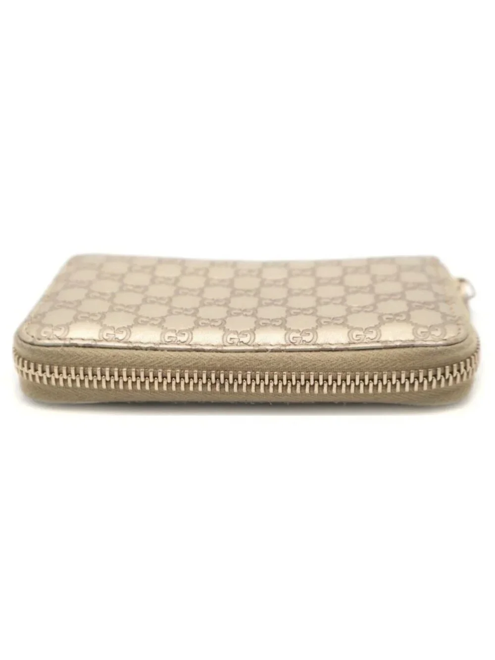 ★SOLD★ Gucci Micro Guccissima Zip Around Card Case Mini Wallet Coin Gold Leather - Picture 5 of 6